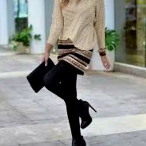 Monteau Los Angeles Women's Knitted Sweater Lace Decor, Cream/Ivory, Medium,